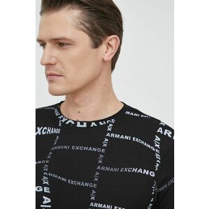 Bavlnené tričko Armani Exchange čierna farba, vzorované vyobraziť