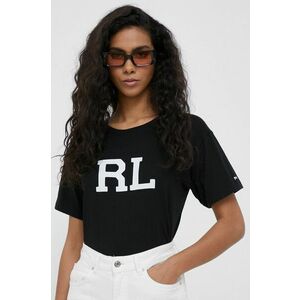 Bavlnené tričko Polo Ralph Lauren čierna farba vyobraziť