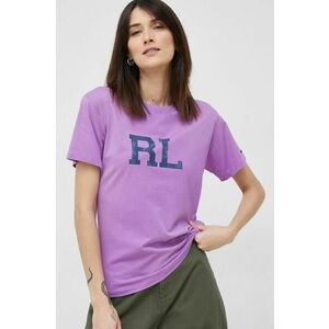 Bavlnené tričko Polo Ralph Lauren fialová farba vyobraziť
