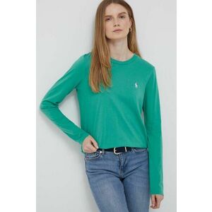 Bavlnené tričko s dlhým rukávom Polo Ralph Lauren zelená farba vyobraziť