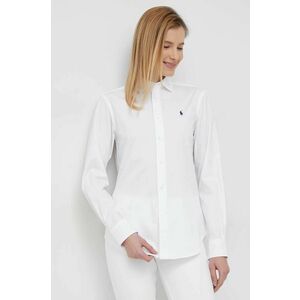Bavlnená košeľa Polo Ralph Lauren dámska, biela farba, regular, s klasickým golierom vyobraziť