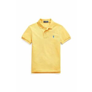 Detská bavlenná polokošeľa Polo Ralph Lauren žltá farba, jednofarebný vyobraziť