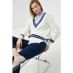 Bavlnený sveter Polo Ralph Lauren dámsky, béžová farba vyobraziť