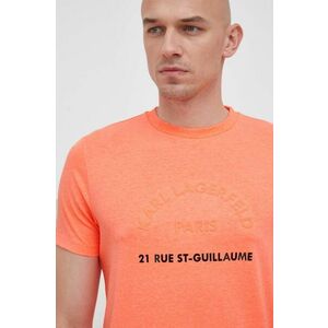 Bavlnené tričko Karl Lagerfeld oranžová farba, s potlačou vyobraziť