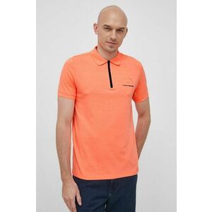 Polo tričko Karl Lagerfeld pánske, oranžová farba, s nášivkou vyobraziť