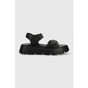 Kožené sandále Wojas dámske, čierna farba, na platforme, 7610551 vyobraziť