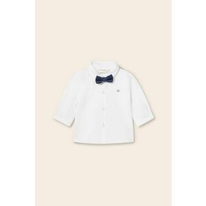 Bavlnená košeľa pre bábätká Mayoral Newborn biela farba vyobraziť