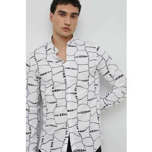Košeľa Armani Exchange pánska, biela farba, slim, s golierom button-down vyobraziť