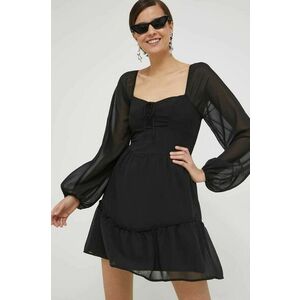 Šaty Hollister Co. čierna farba, mini, áčkový strih vyobraziť