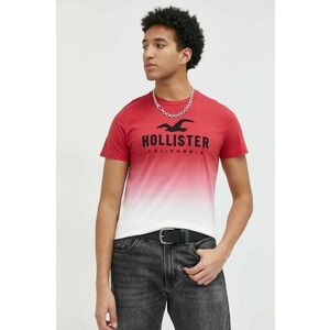 Bavlnené tričko Hollister Co. červená farba, vzorované vyobraziť