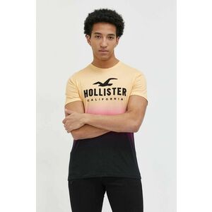 Bavlnené tričko Hollister Co. žltá farba, vzorované vyobraziť