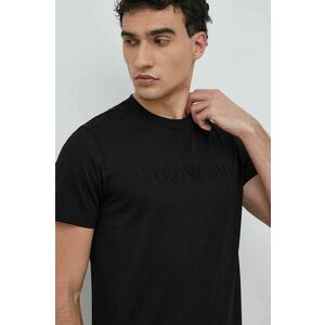 Bavlnené tričko Emporio Armani čierna farba, s nášivkou vyobraziť