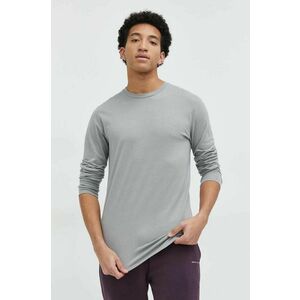 Bavlnené tričko s dlhým rukávom Hollister Co. šedá farba, jednofarebné vyobraziť