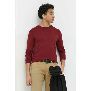 Bavlnené tričko s dlhým rukávom Hollister Co. bordová farba, jednofarebné vyobraziť