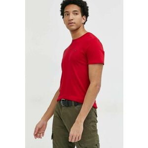 Bavlnené tričko Hollister Co. červená farba, jednofarebné vyobraziť