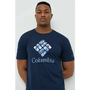 Bavlnené tričko Columbia tmavomodrá farba, s potlačou vyobraziť