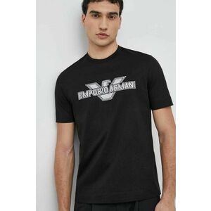Bavlnené tričko Emporio Armani čierna farba, s nášivkou vyobraziť