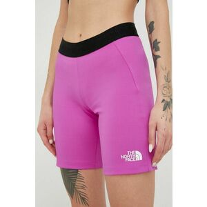 Športové krátke nohavice The North Face Mountain Athletics dámske, fialová farba, jednofarebné, stredne vysoký pás vyobraziť