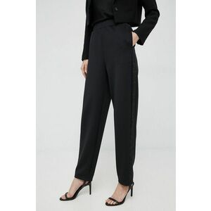 Nohavice Emporio Armani dámske, čierna farba, rovné, vysoký pás vyobraziť