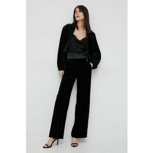 Nohavice Emporio Armani dámske, čierna farba, široké, vysoký pás vyobraziť