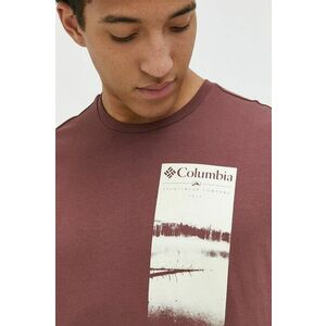 Bavlnené tričko Columbia bordová farba, vzorované vyobraziť