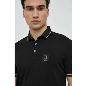 Bavlnené polo tričko Armani Exchange čierna farba, s nášivkou vyobraziť