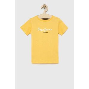 Detské bavlnené tričko Pepe Jeans PJL BJ žltá farba, s potlačou vyobraziť