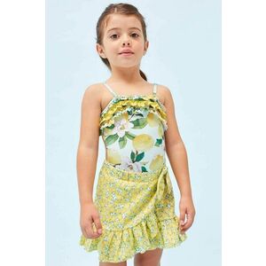 Dievčenská bavlnená sukňa Mayoral žltá farba, mini, rovný strih vyobraziť
