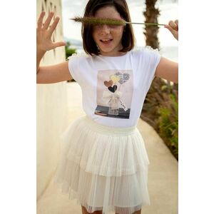 Dievčenská sukňa Mayoral béžová farba, mini, áčkový strih vyobraziť