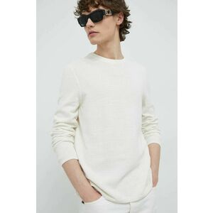 Bavlnený sveter Marc O'Polo pánsky, biela farba, tenký vyobraziť