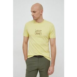 Bavlnené tričko Calvin Klein žltá farba, s potlačou vyobraziť