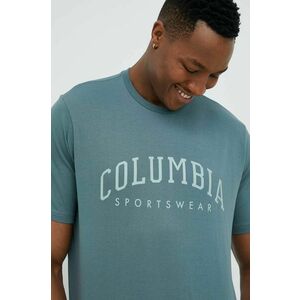 Bavlnené tričko Columbia zelená farba, vzorované vyobraziť