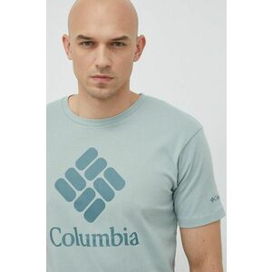 Športové tričko Columbia Pacific Crossing II tyrkysová farba, s potlačou vyobraziť