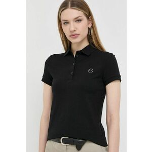Bavlnené polo tričko Armani Exchange čierna farba vyobraziť