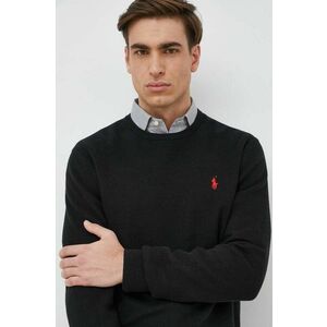 Bavlnený sveter Polo Ralph Lauren pánsky, čierna farba, tenký vyobraziť