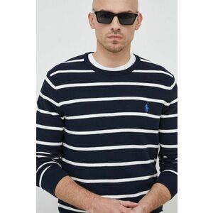 Bavlnený sveter Polo Ralph Lauren pánska, tmavomodrá farba vyobraziť