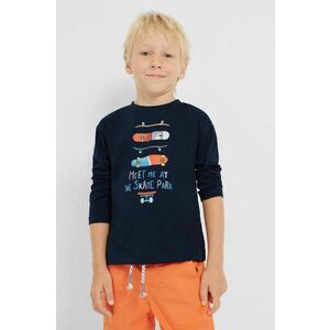 Detská bavlnená košeľa s dlhým rukávom Mayoral tmavomodrá farba, s potlačou vyobraziť