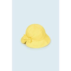 Detský bavlnený klobúk Mayoral žltá farba biela, bavlnený vyobraziť