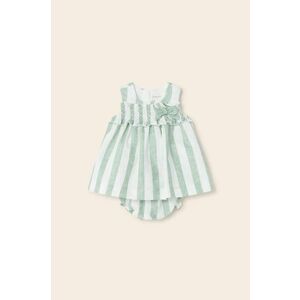 Detské bavlnené šaty Mayoral Newborn tyrkysová farba, mini, áčkový strih vyobraziť