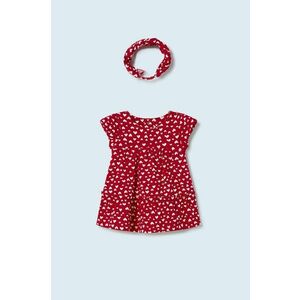 Detské bavlnené šaty Mayoral Newborn červená farba, mini, áčkový strih vyobraziť