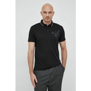 Polo tričko Armani Exchange pánsky, čierna farba, s potlačou vyobraziť