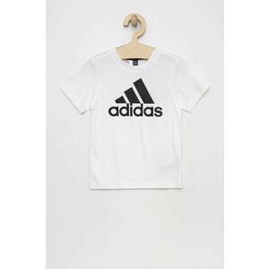 Detské bavlnené tričko adidas LK BL CO biela farba, s potlačou vyobraziť