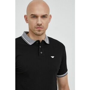 Bavlnené polo tričko Emporio Armani čierna farba, s nášivkou vyobraziť