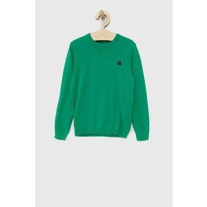 Detský bavlnený sveter United Colors of Benetton zelená farba, tenký vyobraziť