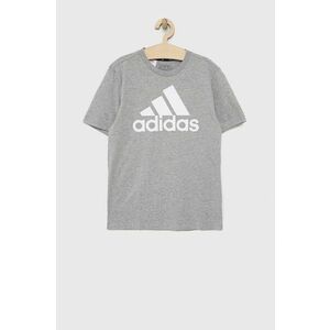 Detské bavlnené tričko adidas U BL šedá farba, s potlačou vyobraziť
