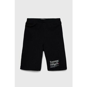 Detské krátke nohavice Tommy Hilfiger Čierna farba, jednofarebné vyobraziť