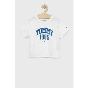 Detské bavlnené tričko Tommy Hilfiger Biela farba vyobraziť
