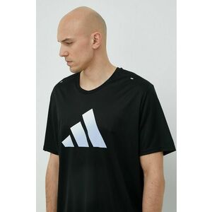 Bežecké tričko adidas Performance Run Icons čierna farba, s potlačou vyobraziť