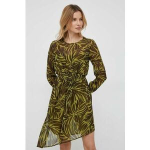 Šaty Sisley zelená farba, mini, áčkový strih vyobraziť