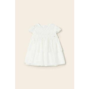 Šaty pre bábätká Mayoral biela farba, mini, áčkový strih vyobraziť